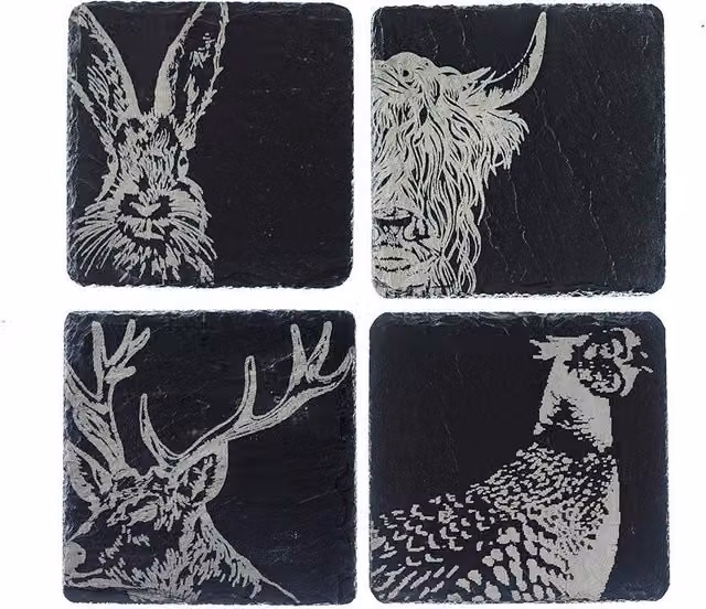 Selbrae House Set of 4 Square Slate Coasters in Grey – 1