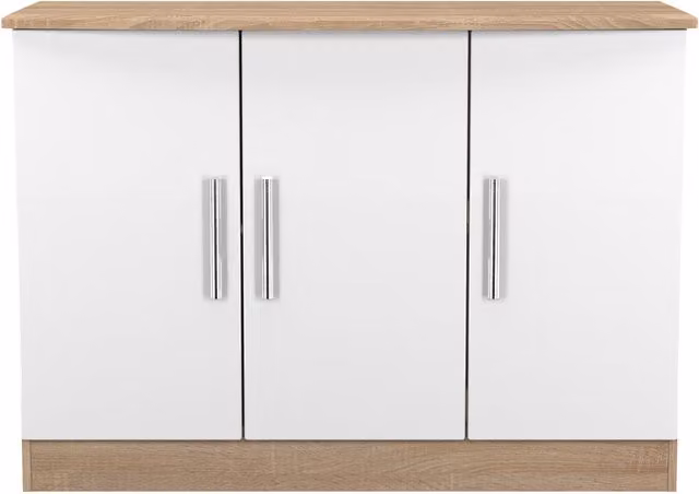 Ready Assembled 2 U Windsor 3 Door Sideboard in White and Multicolour