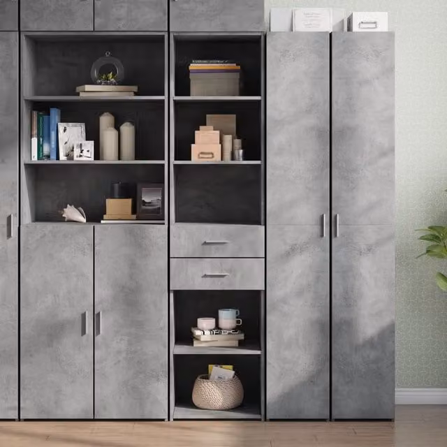 Berkfield Home Modern Highboard in Concrete Grey, W: 45 cm, D: 42.5 cm, H: 185 cm – 1