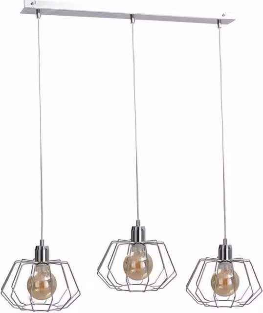Netlighting Luna Bar Pendant Ceiling Light in Silver, 63cm, 3x E27