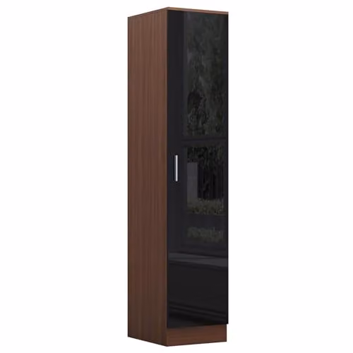Reflect Modern Bedroom Furniture Set in Black Gloss and Walnut Finish featuring 1 Door Wardrobe, 5 Drawer Chest and 2 Bedside Tables – 4