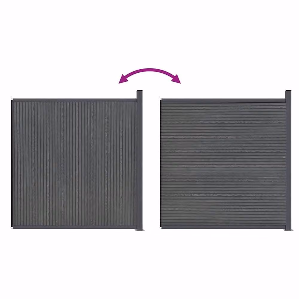 Berkfield Home Durable WPC and Aluminium Fence Panel, Grey, W: 173 cm, H: 186 cm – 4