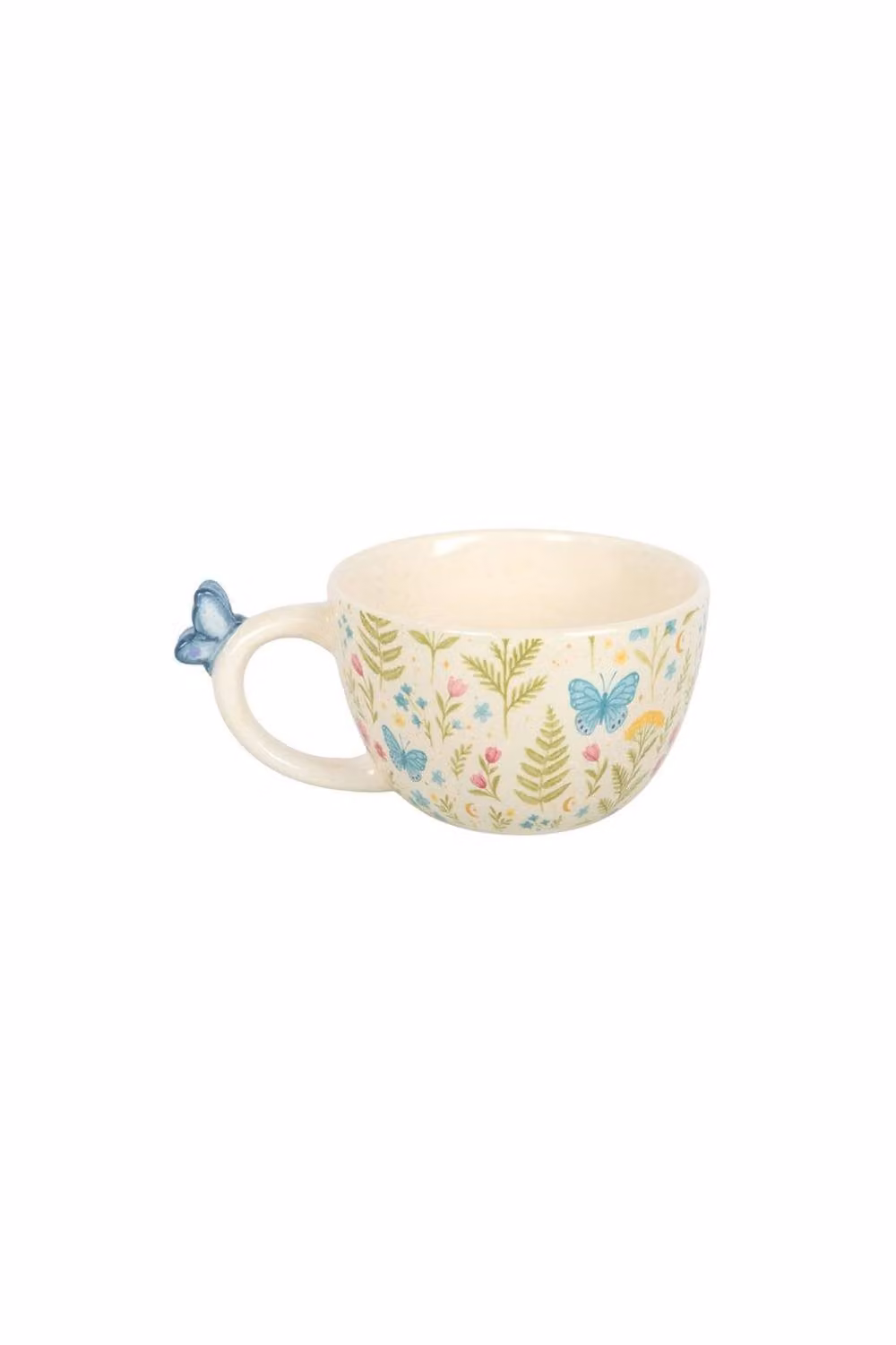 KDMD Luna Bloom Floral Print Ceramic Mug with Butterfly in White and Blue – 2