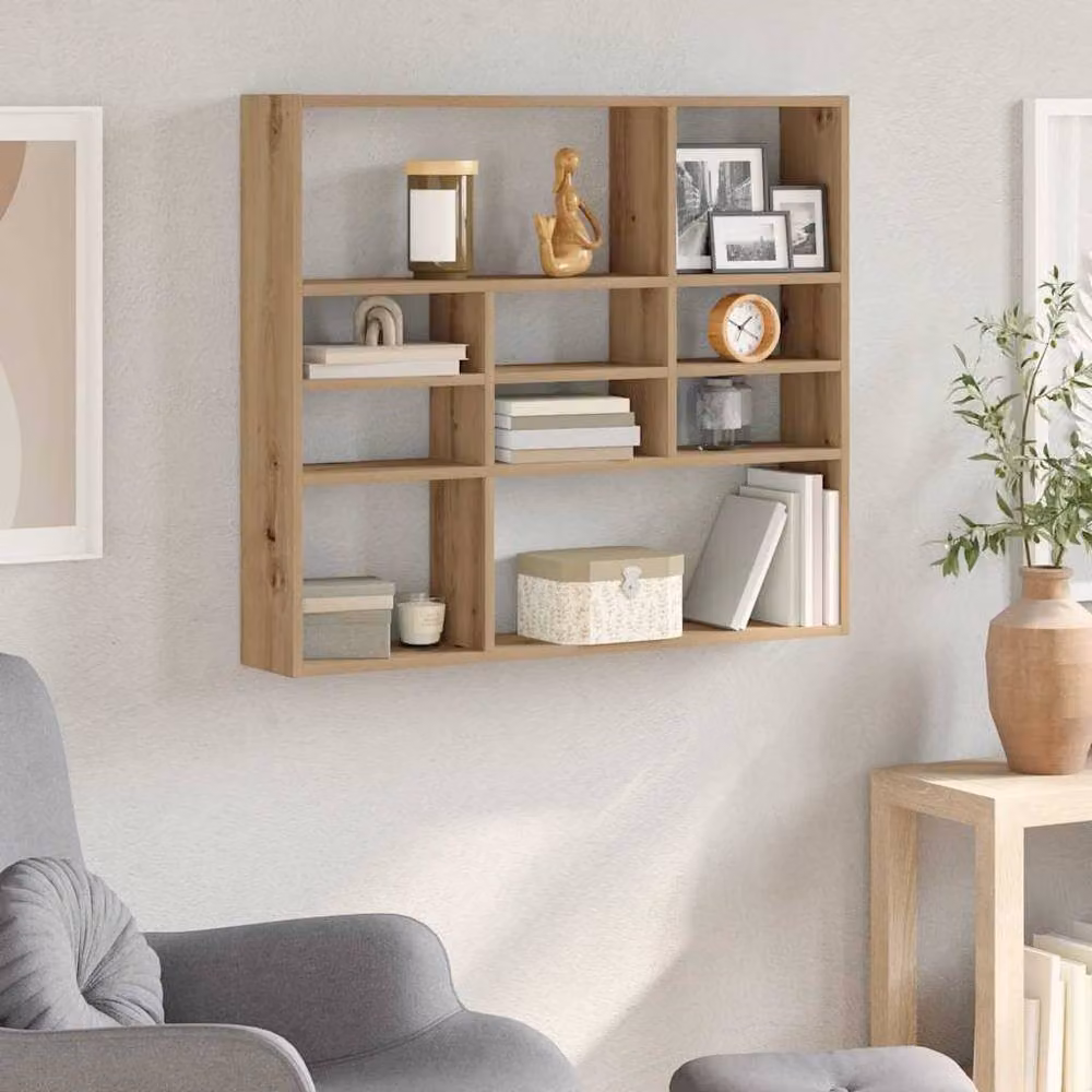 Berkfield Home Artisan Oak Wall Shelf, Brown, W: 90 cm, D: 16 cm, H: 78 cm – 2