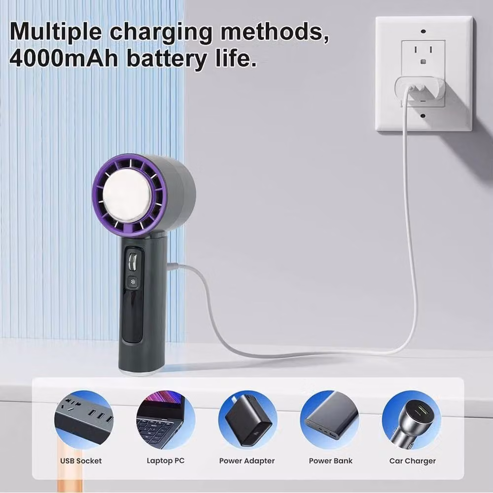 FLAVORA Handheld Mini Portable USB Rechargeable Fan in Black – 3
