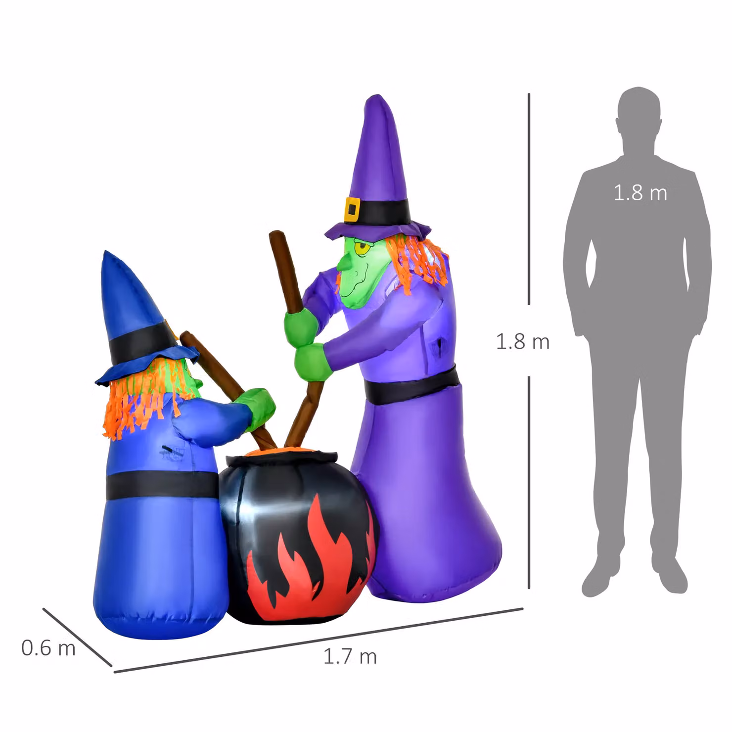HOMCOM Inflatable Halloween Witches Decoration in Multicolour – 3