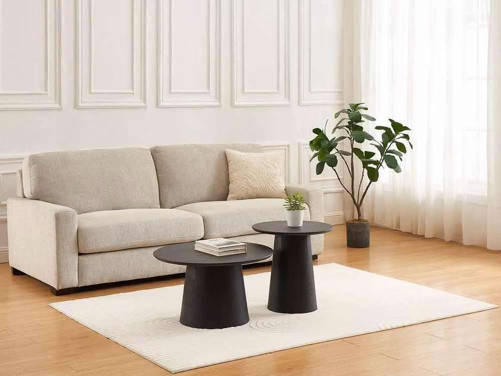 Vente-unique PIARI Oak Veneer Nesting Coffee Tables in Black – 2