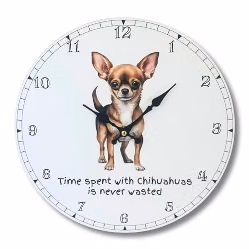 Animal Crackers Love Dogs Chihuahua Wall Clock, Multicolour, Diameter: 30 cm