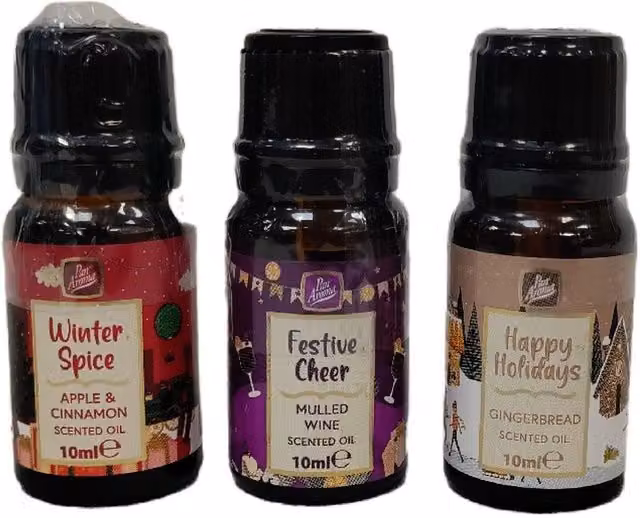Pan Aroma Christmas Festive Scented Essential Oils for Burner, 3 x 10ml, Natural Spicy and Fruity Scents