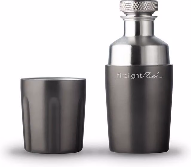 High Camp Firelight 375 Flask, Vacuum Insulated Stainless Steel Travel Whiskey Flask in Grey, 375ml