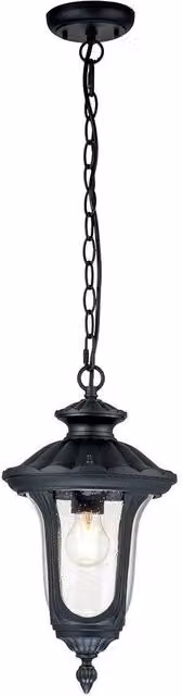 Netlighting Chicago Outdoor Pendant Ceiling Light in Textured Black with Transparent Glass, IP44 Rated – 1