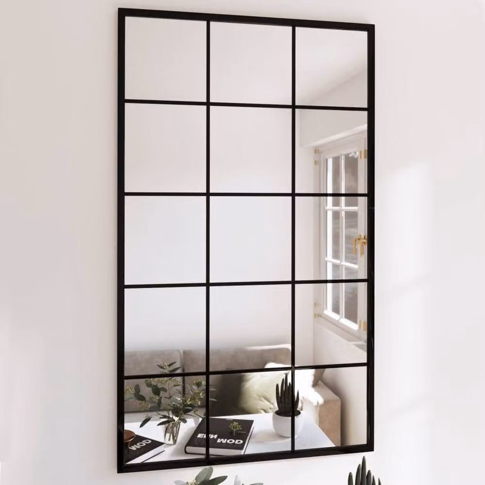 Berkfield Home Set of 3 Rectangular Metal Wall Mirrors in Black, W: 60 cm, H: 100 cm – 2