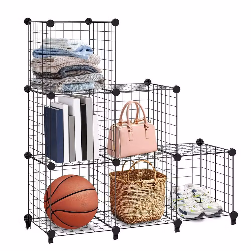 NESTLUNE Small Black End Table and Magazine Rack with Glass Shelf – 4