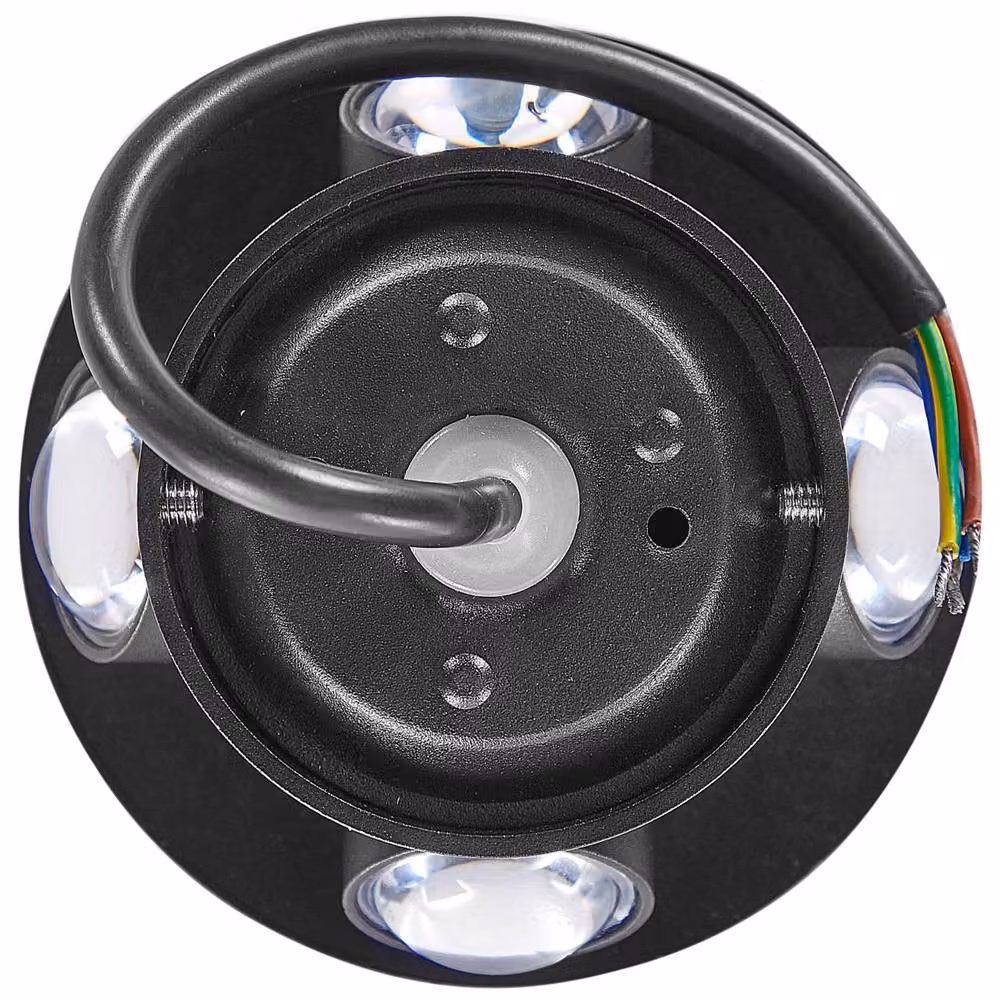 Wyld and Coco 2-Pack Modern Round LED Outdoor Wall Lamps in Black Aluminium and Glass – 4