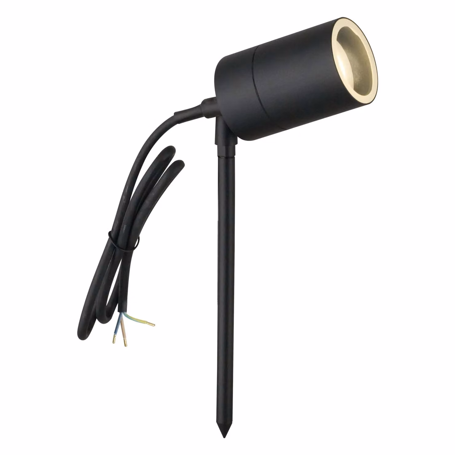 First Choice Lighting Blaze Set of 2 Black Outdoor Ground Spike Lights with Dimmable Warm White Halogen GU10 Bulbs – 2