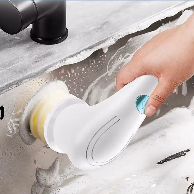 Livingandhome Waterproof 5-in-1 Electric Handheld Cleaning Brush, White