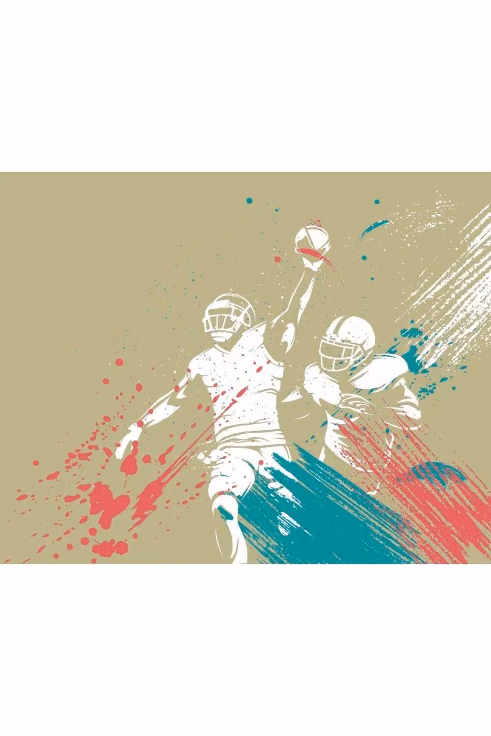 Origin Murals American Footballers Paint Splash Wall Mural in Grey and Multicolour, W: 350 cm, H: 280 cm – 2