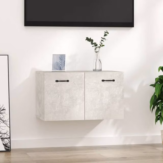 Berkfield Home Wall Mounted Cabinet in Concrete Grey, W/D/H: 60 x 35 x 35 cm