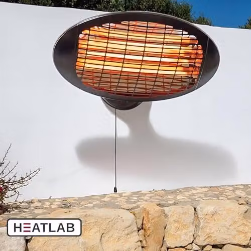 Primrose 2kW Quartz Bulb Wall Mounted Electric Patio Heater in Silver – 2