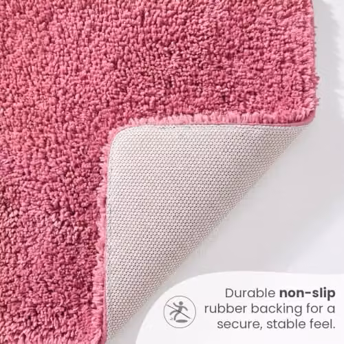 Allure Bath Fashions Luxury Microfibre Non-Slip Bath Mat, Pink, W: 80 cm, D: 50 cm – 3