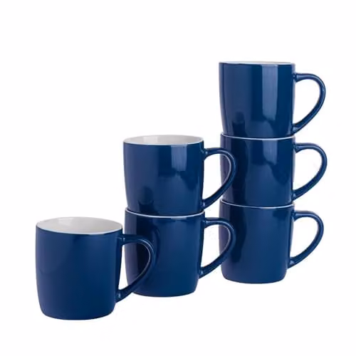 Argon Tableware Blue Stoneware Coffee Mugs, 350ml, Pack of 6 – 1