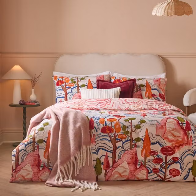 Furn Terra Nova Reversible Graphic Nature Printed Duvet Cover Set, Multicolour, W: 180 cm x L: 200 cm
