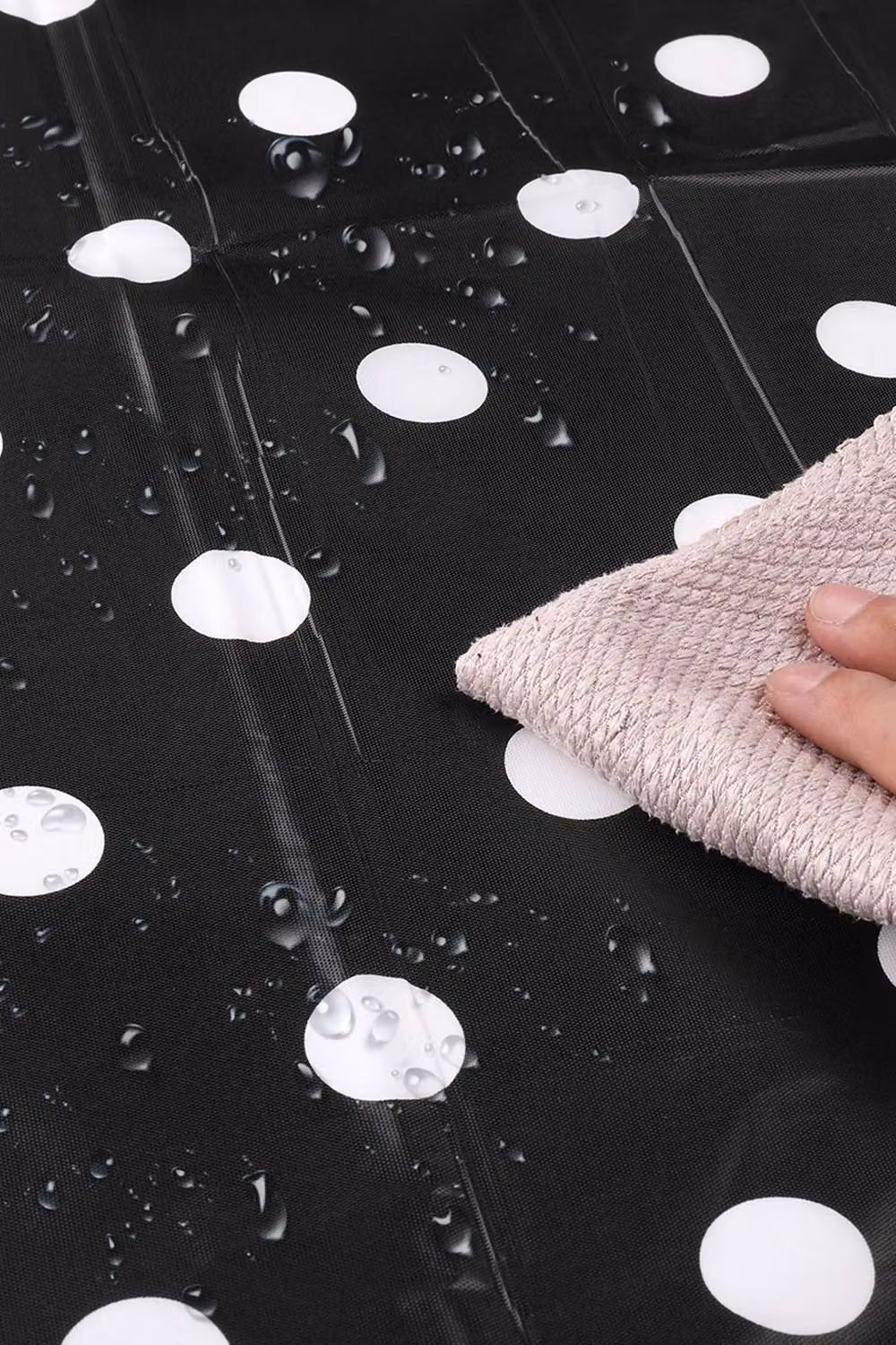 Neel Blue Polka Dot PVC Tablecloth in Black, W: 137 cm, L: 274 cm – 3