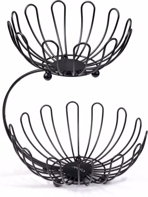 Havendro 2 Tier Metal Wire Fruit and Vegetable Storage Basket in Black – 1