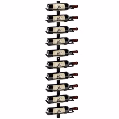 HOMCOM Wall Mounted Metal Wine Rack for 10 Bottles, Black – 1