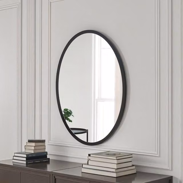 Yearn Eternity Contemporary Black Oval Wall Mirror