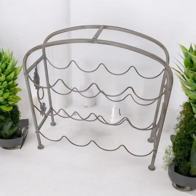 Minster 12 Bottle Wine Holder in Cast Iron, Beige, W/D/H: 40 x 15 x 40 cm