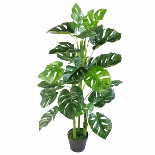 Leaf Artificial Monstera Potted Plant in Green and Black, Height: 100 cm – 1