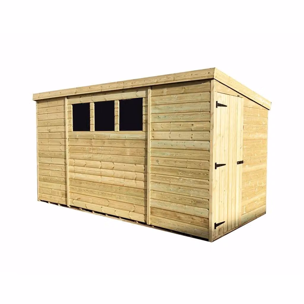 Marlborough Pressure Treated Pent Garden Shed with Side Door in Natural Wood – 2