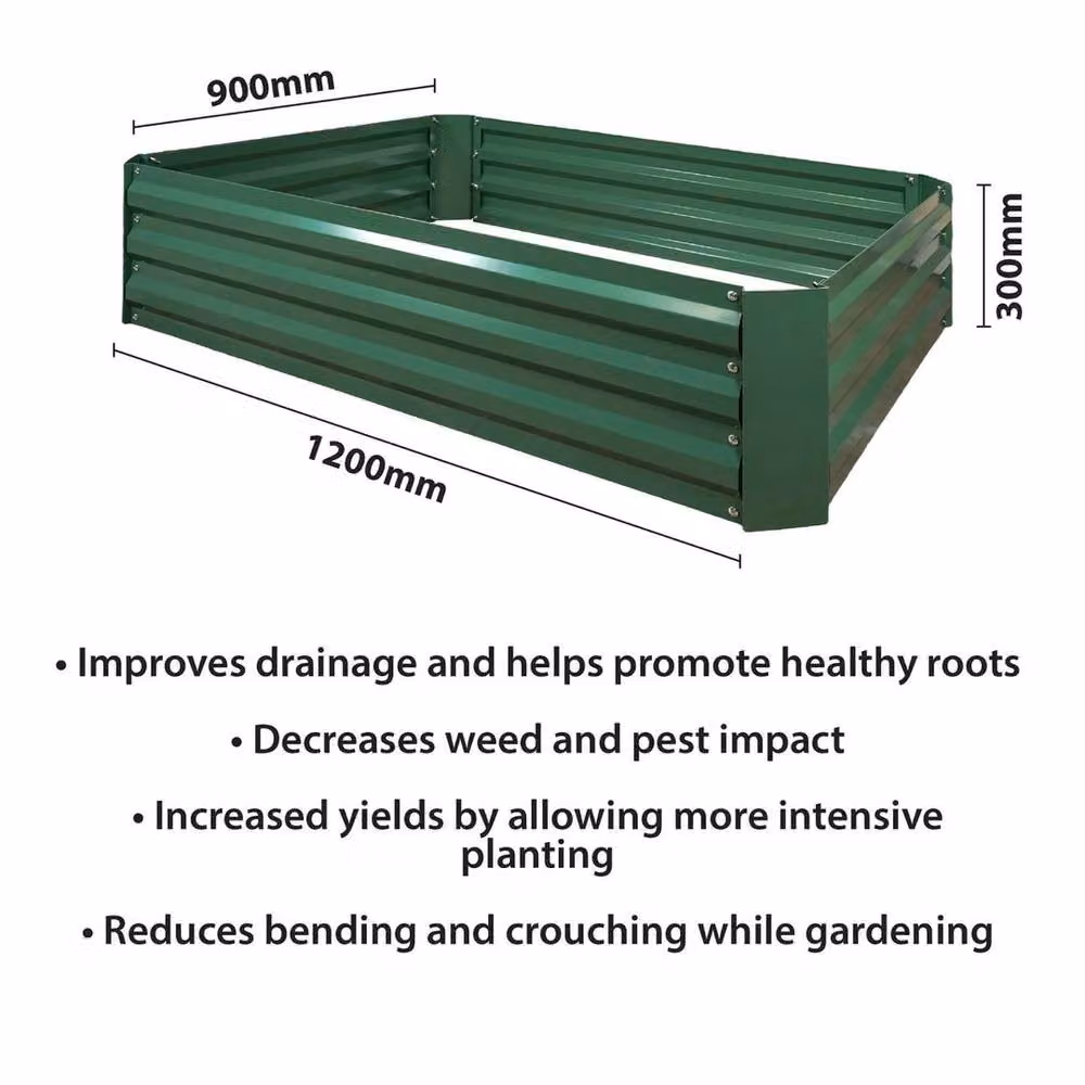 EONLION Metal Raised Garden Bed Planter, Green, W/D/H: 90 x 30 x 90 cm – 2