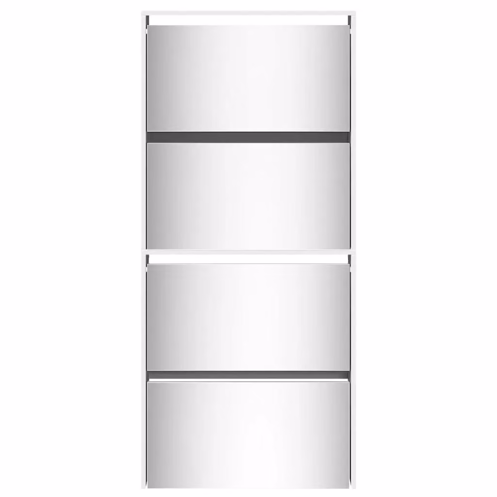 Berkfield Home High Gloss White Shoe Cabinet with Mirror, W: 63 cm, D: 17 cm, H: 134 cm – 2