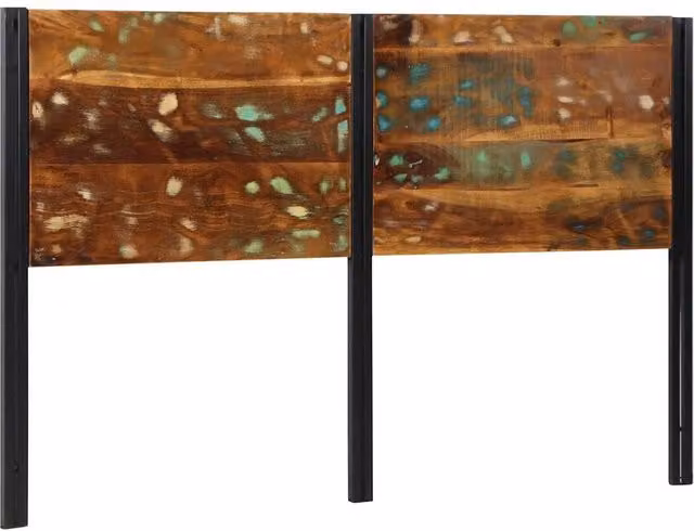 Berkfield Home Industrial Headboard in Brown Reclaimed Solid Wood and Iron, Width: 160 cm