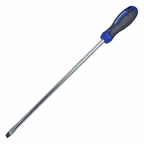 Faithfull Flared Slotted Screwdriver with Soft-Grip Handle in Blue and Black, Length: 300 mm