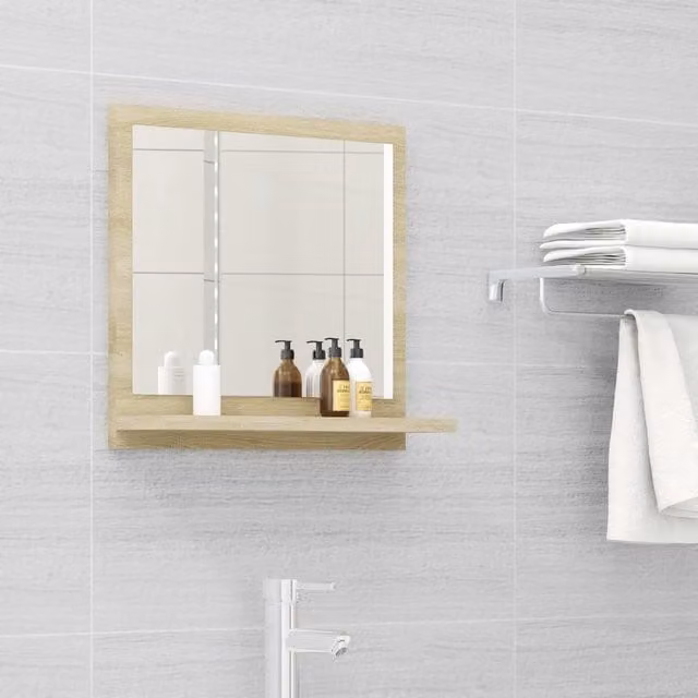 Berkfield Home Sonoma Oak Bathroom Mirror, Brown, W: 40 cm, D: 10.5 cm, H: 37 cm