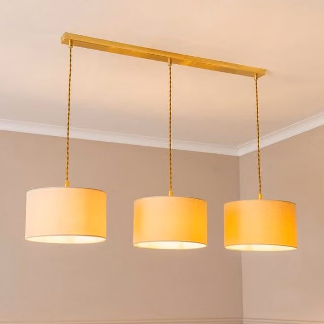 ValueLights Reni 3 Drop Bar Ceiling Pendant Light in Brushed Gold and Black with LED Bulbs