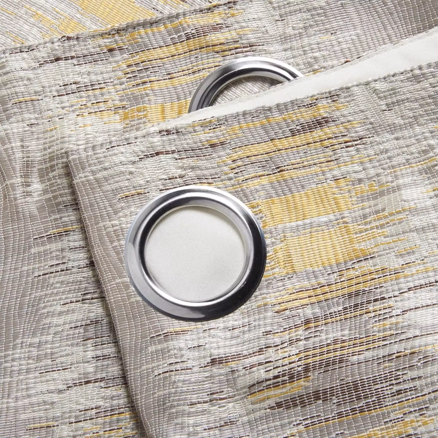 Luxury Living Reflect Jacquard Fully Lined Eyelet Curtains in Yellow, Width: 117 cm, Drop: 137 cm – 2