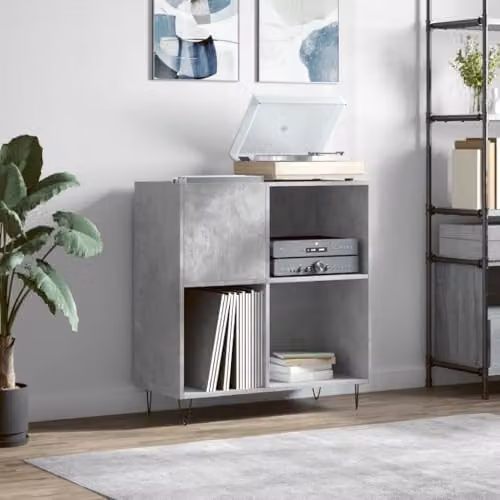 vidaXL Record Cabinet in Concrete Grey, W: 84.5 cm, D: 38 cm, H: 89 cm – 2