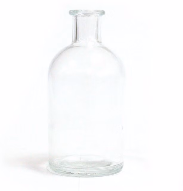 KDMK Antique Round Glass Reed Diffuser Bottle for Tabletop Fragrances - White and Transparent