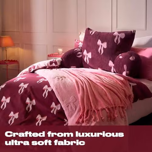 OHS Soft Fleece Reading Pillow for Adults in Burgundy and Pink, W: 65 cm, H: 40 cm – 2