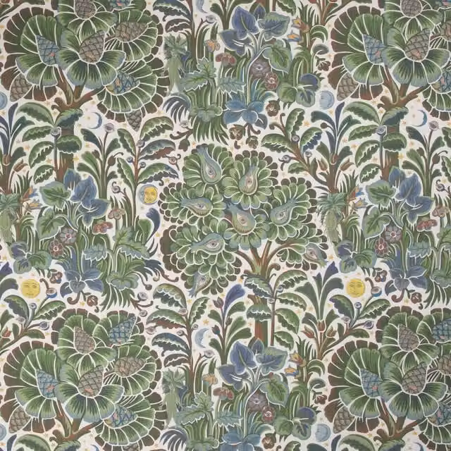 House of Hackney Moon Garden Botanical Floral Art Nouveau Wallpaper Sample in Green, W: 42.0 cm x H: 29.7 cm