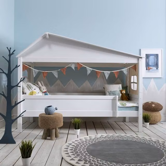 Nöa and Nani Inka Treehouse Single Bed in White, Solid Wood