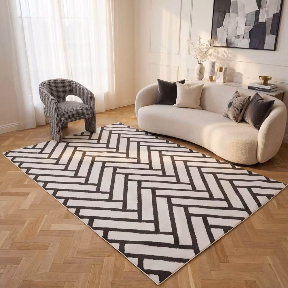 THE RUGS Loft Herringbone Soft Pile Area Rug in Dark Grey, W: 80 cm, L: 150 cm – 3