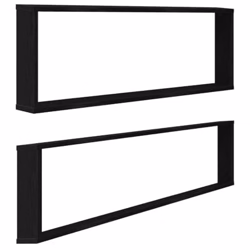 vidaXL Set of 2 Modern Wall-Mounted Cube Shelves in Black Oak, W/D/H: 100 x 15 x 30 cm – 1