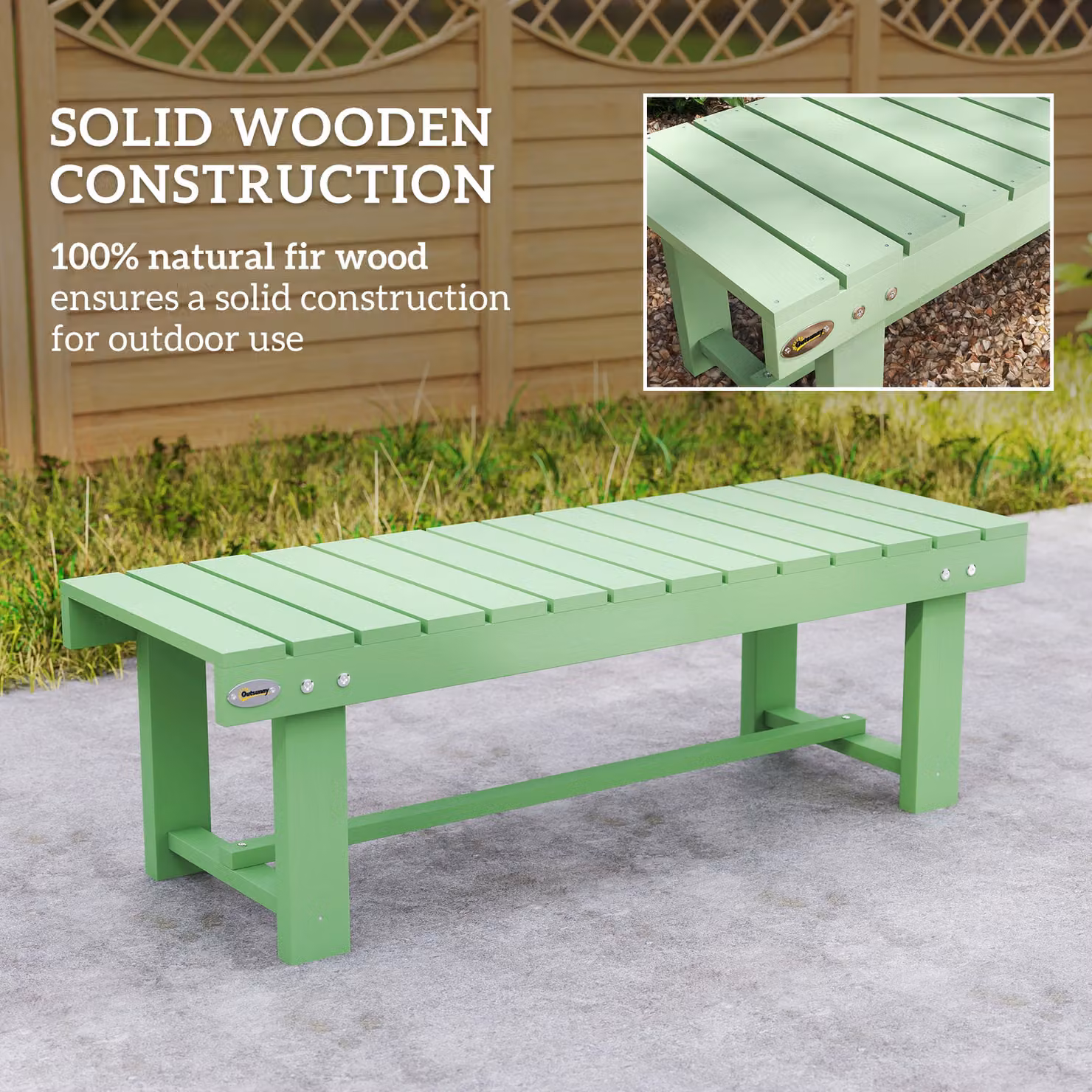 Outsunny Green Wooden Garden Bench with Slatted Seat – 4