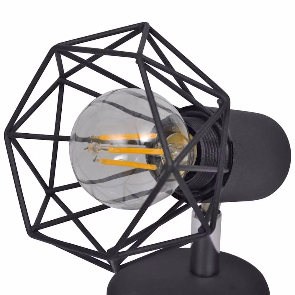 Berkfield Home Industrial Style Metal Wire Frame Wall Sconce with LED Bulb in Black – 7