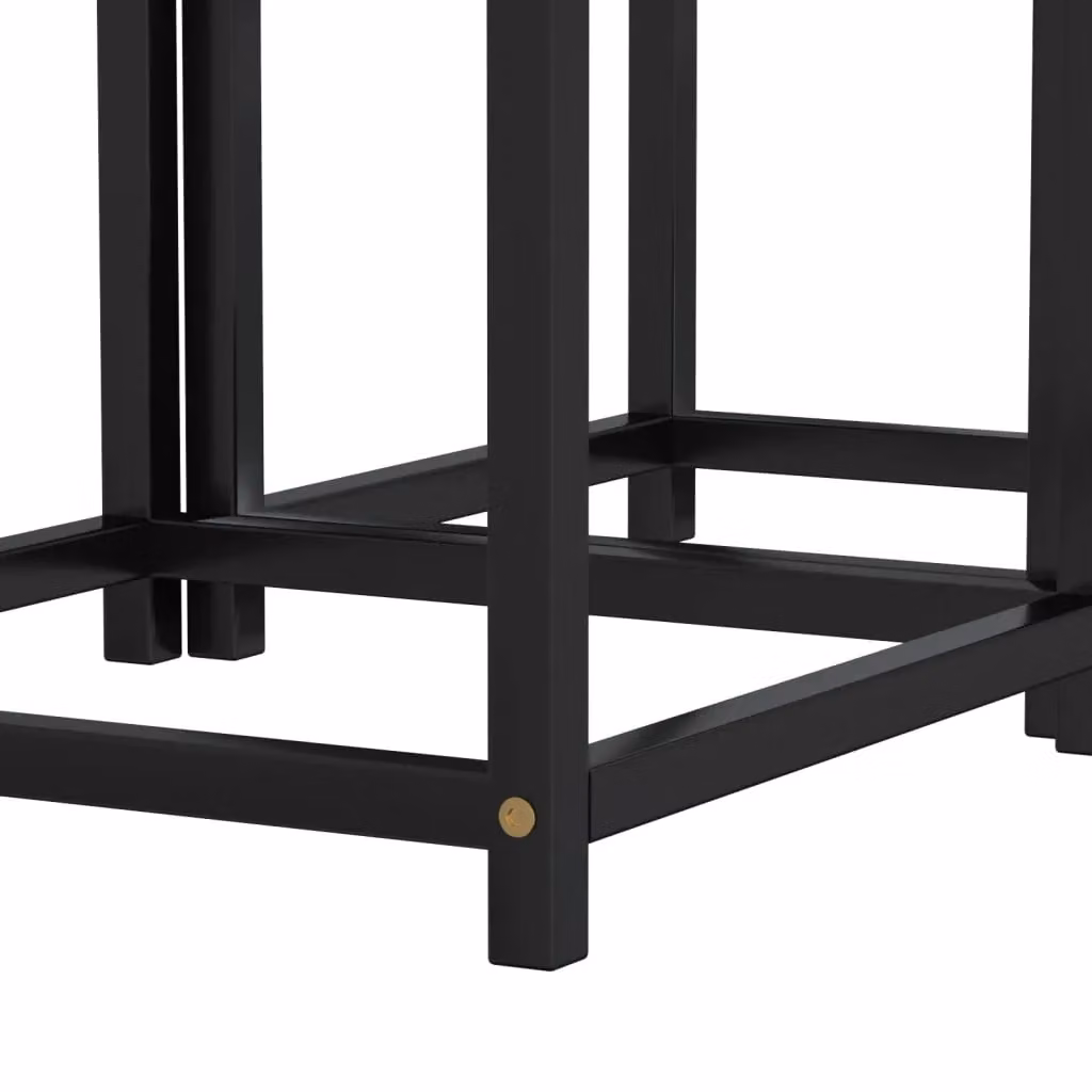Berkfield Home Set of 2 Nested Square Tea Tables in Black, Yellow and Brown MDF – 5